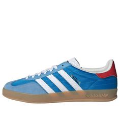 adidas Gazelle Indoor 'Olympic Blue' IF9643 Blue Athleisure Sneakers With Three Stripes Branding, Blue Streetwear Sneakers With Three Stripes, Blue Athleisure Sneakers With Adidas Branding, Blue Low-top Sneakers With Three Stripes, Blue Sporty Sneakers With Three Stripes, Blue Adidas Sportswear Sneakers, Blue Sneakers For Sports In Spring, Blue Sports Sneakers For Spring, Blue Sportswear Sneakers For Streetwear