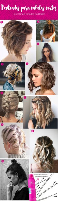 Penteados para cabelos curtos: os 10 mais pinados do Brasil! Tem penteados com tranças, com coque, todos super fáceis e rápidos de fazer! Bob Length, Kort Bob, Brides Hair, Very Short Hair, Penteado Cabelo Curto, Trendy Hair, How To Make Hair, Hair Dos, Length Hair