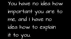 a black and white photo with the words you have no idea how important you are to me, and have no idea how to explain it to you