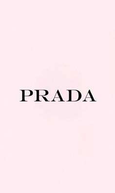 the word prada written in black on a pink background