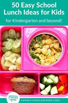 50 Easy School Lunch Ideas for Kindergarten (and Beyond!) Is it difficult to prep school lunch every day? I know I struggle to come up with something last minute. That's why this ultimate lunch list for kids is essential to a successful school year! Find 50 easy lunch ideas for kids. All these quick lunch ideas are healthy, kid-approved, & delicious. From DIY healthy lunchables to turkey wraps, homemade pizza rolls, and veggie mac and cheese. Add this list to the front of your refrigerator! Quick School Lunches, Lunch For Kids, Kindergarten Lunch, Preschool Lunch, Easy School Lunches, Toddler Lunch, Healthy Packed Lunches, School Lunch Recipes