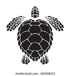 a black and white silhouette of a sea turtle