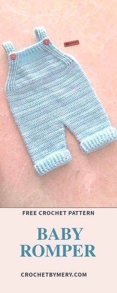 a crocheted baby romper is laying on the ground with text overlay that says free crochet pattern