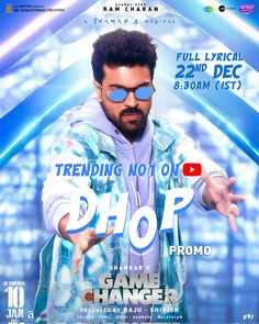 a man with sunglasses on his face is standing in front of a blue background and the words, trending not one drop from game change