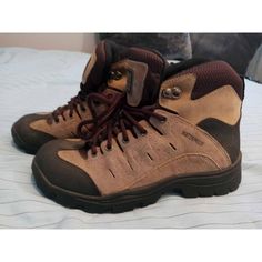 Nwot Unisex Faded Glory Waterproof Hiking Boots - Size Hers 8.5 / His 6.5 Style : Montrose Brown Work Boots With Protective Features For Outdoor, Brown Waterproof Boots With Round Toe For Outdoor Activities, Brown Waterproof Boots With Round Toe For Outdoor, Brown Waterproof Boots For Outdoors With Round Toe, Brown High-top Hiking Boots With Reinforced Toe, Sporty Brown Lace-up Work Boots, Brown Hiking Boots With Reinforced Round Toe, Brown High-top Hiking Boots With Steel Toe, Brown Waterproof Boots For Walking