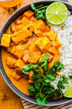 Slow Cooker Chicken Pumpkin Curry | Table for Two® by Julie Chiou Crockpot Pumpkin Curry, Slow Cooker Pumpkin Curry, Pumpkin Curry Chicken, Chicken Curry Crockpot, Pumpkin Curry Recipe, Crockpot Rice Recipes, Carrots And Sweet Potatoes, Carrots Slow Cooker, Crock Pot Curry