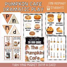 pumpkin cafe dramatic play with pictures and words