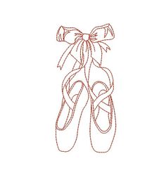 a ballerina's shoe with a ribbon tied around it