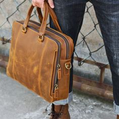 "Personilized Leather Briefcase, Leather Messenger Bag, School office Laptop Bag, Shoulder Bag, Best Gift, Will be your best companion for office school and travel... Features: * Bag Size : 16\" length x 12\" width x 4\" depth; * Made with The first layer of cowhide; * Full Grain Leather, retro style, simple, thick and durable; * It's a great gift for friends, yourself and family. Personalization: Location: Front above center, Please refer to the picture for details. we can emboss up to 6 capita Messenger Bag School, Mens Leather Laptop Bag, Full Grain Leather Bag, Hot Stamp, Luxury Leather Bag, Leather Waist Bag, Real Leather Bags, Cowhide Bag, Leather Duffle Bag