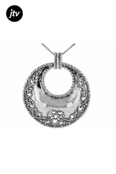 Artisan Collection of Israel��� Sterling Silver Ornate Circle Pendant With 18"Chain. Lobster Claw Clasp. Drop Length Measures Approximately 1.76"  x 1.60"W. 4.8 mm Bail. Oxidized. Anniversary Oxidized Medallion Necklace, Ornate Necklaces With Large Pendant For Anniversary, Ornate Necklace With Large Pendant For Anniversary, Anniversary Oxidized Pendant Necklace, Pendant With Chain, Circle Pendant, Lobster Claw, Sterling Silver, Chain