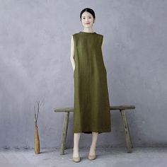 Comfortable, One of Kind. Summer Dresses online shop,|Casual|100% Linen|Mid-Calf|Sleeveless|Stand Collar|Button|Solid Color|Olive Green|M|L|XL|Summer|Hand Wash Casual Green Midi-length Sleeveless Dress, Olive Sleeveless Midi Dress, Sleeveless Khaki Spring Dresses, Sleeveless Khaki Dress For Spring, Khaki Sleeveless Dresses For Spring, Sleeveless Khaki Dresses For Spring, Khaki Sleeveless Midi Dress For Spring, Casual Sleeveless Khaki Dress, Green Casual Knee-length Sleeveless Dress