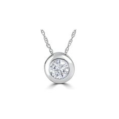 Pompeii3 1/4 ct Round Diamond Solitaire Bezel Pendant Necklace 18" 14k White Gold, Women's Solitaire Diamond Pendant, Diamond Color Grade, Gold Number, Bezel Pendant, Solitaire Diamond, Solitaire Pendant, Diamond Pendant Necklace, Everyday Jewelry, Diamond Clarity