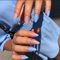 Colorful Dip Nails, Arabic Nails Design, Blue Minimalist Nails, Elegant Almond Nails, Trendy Almond Nails, Paznokcie Hello Kitty, Arabic Designs, Nail Looks