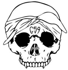 a skull with a bandana on it's head