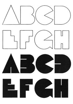 the letters are black and white with different font styles on them, including one for each letter