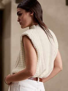 Lyon Cashmere Top | Banana Republic Luxury Wardrobe, Xmas 2022, Top Banana, Cable Sweater, Sweater Tank, Fabulous Fashion, Lyon, The Well, The Environment