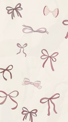 an image of many bows on a white background that is drawn with markers and colored pencils