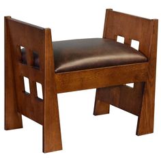 Mission Style Oak and Leather Foot Stool - Model A31 - Crafters and Weavers Craftsman Style Furniture, Stickley Furniture, Mission Style Furniture, Window Bench, Craftsman Homes, Console Table Living Room, Woodworking Chair, Craftsman Furniture, Living Room Table Sets