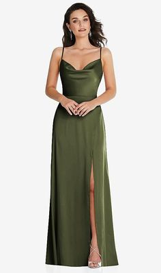 $139 Green Olive Dress, Olive Green Satin Dress, Olive Green Bridesmaid Dresses, Green Satin Dress, Dance All Night, Long Green Dress, A Line Maxi Dress, Maid Of Honour Dresses, Olive Dress