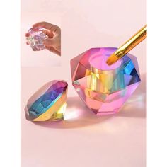 Description Package Content: 1 Multicolor Crystal Diamond-shaped Nail Art Acrylic Liquid Powder Dappen Dish Bowl Glass Multicolor Cup Glassware with Lid for Nail Art Manicure Care Tools. Features & details * Material: Crystal * Color: Multicolor and Crystal with pink * Size(H x W): Approx. 5.7cm x 5.7cm * This dappen dish can be used for mixing acrylic nail liquid, powder, and other liquids, perfect nail art tool for women who love make-up and can be used on natural nails, false nails, acrylic n Acrylic Nail Liquid, Dappen Dish, Nail Art Acrylic, Glass Nails Art, Glass Nail, Acrylic Liquid, Tools For Women, Art Pen, Nail Art Pen