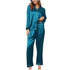 Description: Gender: Women Woman, Ladies Lady, Female Style: Women Two Piece Outfit, Ladies Pajamas Set, Lounge Sets Pattern Type: Solid Color: Multiple colors are available Sleeve Length: Long Sleeve Season: Spring, Summer, Fall, Winter Occasions:Casual Wear, Home Wear, Nightwear, Sleepwear, Bathroom, Tracksuit, Vacation, Daily Wear Features: 1. Casual lounge pajamas suit, great fabric, soft, warm and keep you comfortable. 2. The tops+pants set feature: short sleeve, elastic waist, v neck, soli Women Two Piece Outfit, Ladies Pajamas, Women Loungewear, Loungewear Summer, Pajamas For Women, Silk Sleepwear, Female Style, Lounge Pajamas, Sleep Wear