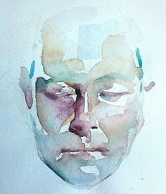 a watercolor painting of a man's face