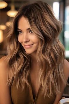 Caramel Bronze Balayage, Caramel Hair Colours, Honey Bayalage Brunette Medium Length, Toasted Caramel Hair Color, Baylage Brunette Medium Caramel, Caramel Balayage With Curtain Bangs, Warm Carmel Brown Hair, Dark Brown Hair With Honey Balayage, Bronde Caramel Balayage