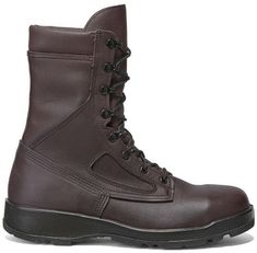 The 8" Steel Safety Toe US Navy Aviator Boot is the next generation of flight boots for today's warriors with the FOD resisting Vibram carrier outsole, wedge pattern and a rich and supple aviator brown leather. Features: Height: 8"(Standard Military Height) Smooth 100% Cattlehide Leather Upper Highly Cushioned Shock Absorbent Midsole 100% Rubber Vibram Carrier Berry Compliant Hydrophilic Dri-lex Lining Vibram Carrier FOD Resisting Outsole Supple Aviator Brown Leather Famous Belleville Wedge Patt Tactical Abrasion-resistant Leather Boots, Military Lace-up Boots With Reinforced Toe, Military Black Work Boots With Reinforced Toe, Military Leather Combat Boots With Reinforced Toe, Military Leather Boots With Reinforced Toe, Ems Bag, Tactical Duffle Bag, Molle Accessories, Survival Accessories