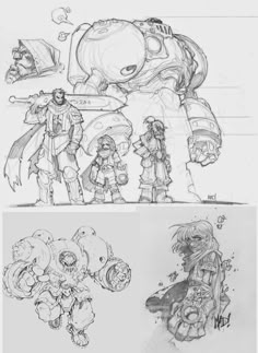 some sketches from the video game overwatch