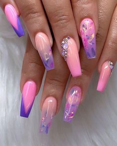 Ombre Coffin Nails, Acrylic Nails Natural, Ombre Coffin, Up Nails, Nagellack Trends, Purple Acrylic, Purple Nail, Cute Acrylic Nail Designs, Her Nails