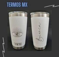 two tumblers with the same name and an eye drawn on each one, both have their own signatures