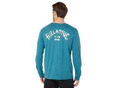 Billabong Arch Fill Long Sleeve Tee - Men's Clothing : Marine : Relax beach side in the chill-vibe Billabong Arch Fill Long Sleeve Tee. Pull-on construction with crewneck and long sleeves. Front upper chest and back feature a screen printed graphic with the brand name. 100% cotton. Machine wash, tumble dry. Imported. Sporty Long Sleeve Surfing Tops, Sporty Long Sleeve Tops For Surfing, Athleisure Crew Neck Tops For Surfing, Sporty Cotton Tops By The North Face, Sporty The North Face Cotton Tops, The North Face Sporty Cotton Tops, The North Face Crew Neck Sweatshirt For Outdoor, Branded Long Sleeve Sports Top, Casual Moisture-wicking Tops For Surfing