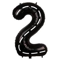 the number two is made out of black balloons