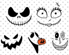 halloween faces with different expressions for each character in the animated movie, jack skellingy