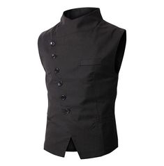 Steampunk Outfits, Moda Steampunk, Mens Formal Vest, Trendy Blazers, Sleeveless Waistcoat, Formal Vest, Black Waistcoat, Mens Waistcoat, Slim Vest