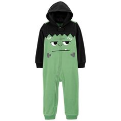 Get your little one ready for spooky season with this toddler boy Carter's Halloween Frankenstein hooded jumpsuit. Get your little one ready for spooky season with this toddler boy Carter's Halloween Frankenstein hooded jumpsuit. FEATURES Long sleeves Attached hood Full zip closureFABRIC & CARE Polyester Machine wash ImportedRESPONSIBLE Tested for harmful substances STANDARD 100 by OEKO-TEX® CERTIFIED Certification No. 20.HUS.39362 Testing Institute: Hohenstein Textile Testing Institute www.oeko-tex.com/standard100 Size: 4T. Gender: male. Material: Fleece. Boy Ghost Costume, Carters Size Chart, Halloween Frankenstein, Frankenstein Halloween, Toddler Halloween, One Piece Pajamas, Girls Pajamas, Frankenstein, Spooky Season