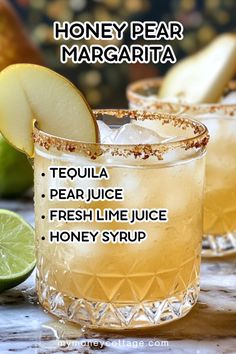 honey pear margarita recipe with tequila and fresh lime