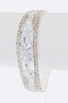 CZ Rhinestone Bridal Statement Bracelet - Tigbul's Variety Fashion Shop Rhinestone Bridal, Free Label, Statement Bracelet, Bridal Looks, Cubic Zirconia, Gold Bracelet, Bracelet, Gold