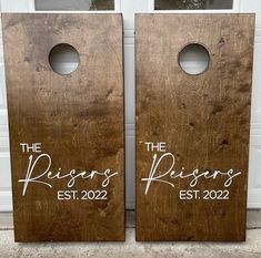 two wooden door hangers with the words, the rising sisters est 2022 and the rising