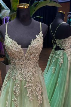 This tasteful Straps Sage Green Lace Appliques Tulle Long Prom Dress showcases an A-line silhouette complemented by delicate lace appliques. The gown is made of high-quality tulle in a charming sage green color and features a full length, along with spaghetti straps and a lace-up back for a secure and elegant fit. SKU: 3524 Sage green color Tulle material with lace appliques A-line silhouette Spaghetti straps Full length Lace-up back Ship in 7-10 business days Size: US 2-16. We offer free returns in 7 days. Please refer to our return policy page for more details. If you have any questions, don't hesitate to contact us: at service@dressesforparty.com. Sage Green Long Dress, Light Green Dresses, Prom Dance Ideas, Green Long Dress, Beach Wedding Dresses Backless, Tulle Long Prom Dress, Long Green Dress, Ruffle Prom Dress, African Prom Dresses