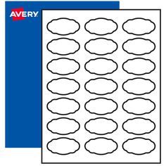 the avery label is shown in black and white, with an oval pattern on it