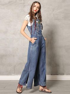 Sku CY-!26220 Material Cotton Style Loose Feature Embroidered Occasion Vintage Seasons Spring . Summer Type Casual Pants Bottoms Color DENIM Size S.M.L.XL.2XL.3XL Size chart: Please consult the size chart we provide for this item's measurements to help you decide which size to buy. Please note: There may be 1-3cm differ due to manual measurement. CMINCH Cm Bust Waist Hips Length S 80 72 92 125 M 84 76 96 125 L 88 80 100 125 XL 92 84 104 125 2XL 96 88 108 125 3XL 100 92 112 125 Loose Maxi Dress, Lantern Sleeve Dress, Sleeveless Short Dress, Original Fashion, Long Shirt Dress, Vintage Embroidery, Fashion Seasons, Fashion Vintage, Long Shirt