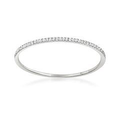 Ross-Simons - 1.00 ct. t. w. Diamond Bangle Bracelet in 14kt White Gold. 7". It's a classic! Gorgeous on its own or mixed into a stack, our sleek and slender bangle bracelet shimmers with 1.00 ct. t. w. round radiant-cut diamonds in polished 14kt white gold. Box clasp, diamond bangle bracelet. Diamond birthstones are the perfect gift for April birthdays. Formal Stackable Diamond Bracelet, Classic Bangle With Pave Setting For Anniversary, Formal White Gold Stackable Tennis Bracelet, White Gold Round Band Bracelet For Anniversary, White Gold Round Band Bracelets For Anniversary, Fine Jewelry Stackable Diamond Bracelet For Formal Occasions, Formal Fine Jewelry Stackable Diamond Bracelet, Formal Stackable Round Diamond Bracelet, Formal Round Stackable Diamond Bracelet