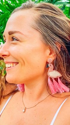 Be a flamingo in a flock of pigeons in these Pink Flamingo Tassel Earrings! Being freakishly lightweight means you'll be ready to flamingle all night long in these pink tassel earrings! Flock Of Pigeons, Be A Flamingo, Pink Tassel Earrings, Pink Tassel, Be Ready, Pink Flamingo, Tropical Wedding