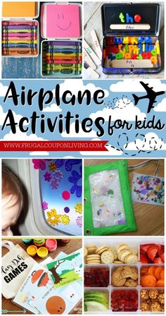 an assortment of children's crafts and activities for kids with the title airplane activities for kids