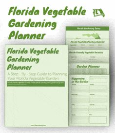 the florida vegetable gardening planner is shown in two different colors and sizes, including green