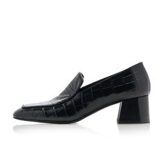 Walk with confidence in these black croco-embossed loafers. Featuring a square toe and sturdy block heel, they add a touch of sophistication to any outfit. Perfect for the modern woman. Color: Black Heel Type: Block heel Heel height: 2.16" / 55 mm approx Product measurements were taken using size 8. Please note that measurements may vary by size. Toe: Square toe The heeled loafers with a stylish square toe and croco embossed upper design Handcrafted US sizing. Fits true to size. Block Heel Loafers, Black Heel, Girl Day, Heeled Loafers, Heel Type, Season Autumn, Loafers For Women, Black Heels, Modern Woman