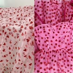 Pink Tulle Fabric With Red Hearts Tulle With Sweethearts for - Etsy Pink Tulle Fabric, Heart Costume, Wedding Decors, Competition Costumes, Pink Tulle, Heart Dress, Dress Costume, Red Hearts, Tulle Fabric