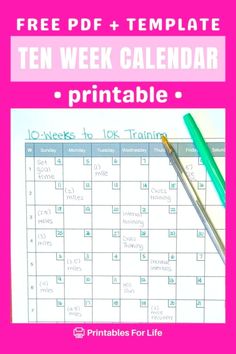 a pink and white calendar with the words free printable on it