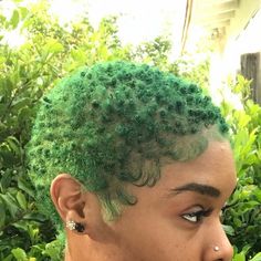 Short Green Hair, Short Natural Curly Hair, Dyed Natural Hair